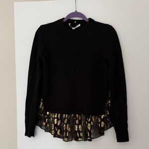 Veronica Beard Black Wool Sweater with Gold Accent Hem - Women